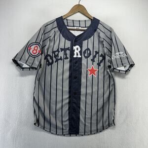 Detroit Tigers Baseball Jersey Men's Medium Pinstripe Stars Retro Negro Leauge